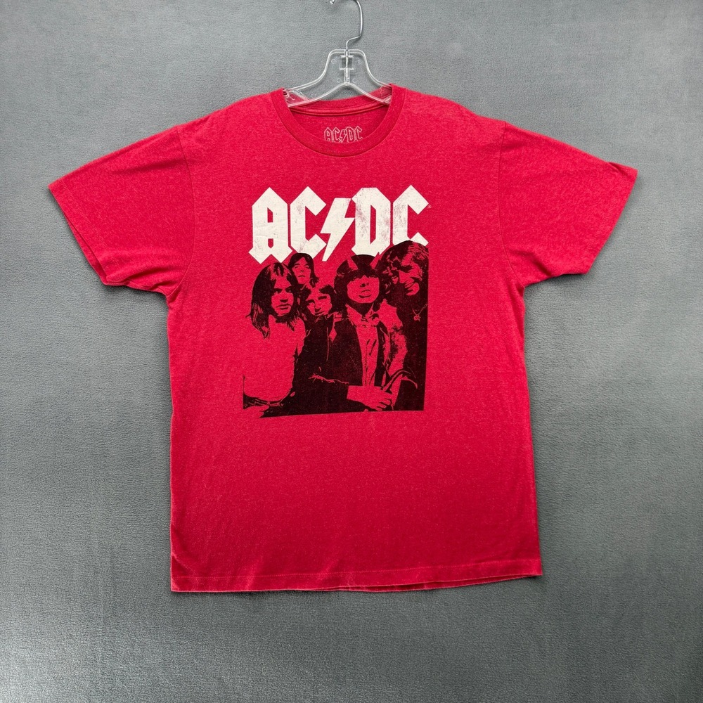 AC/DC Band T-Shirt Mens Large Red Heathered Short Sleeve Rock Tee
